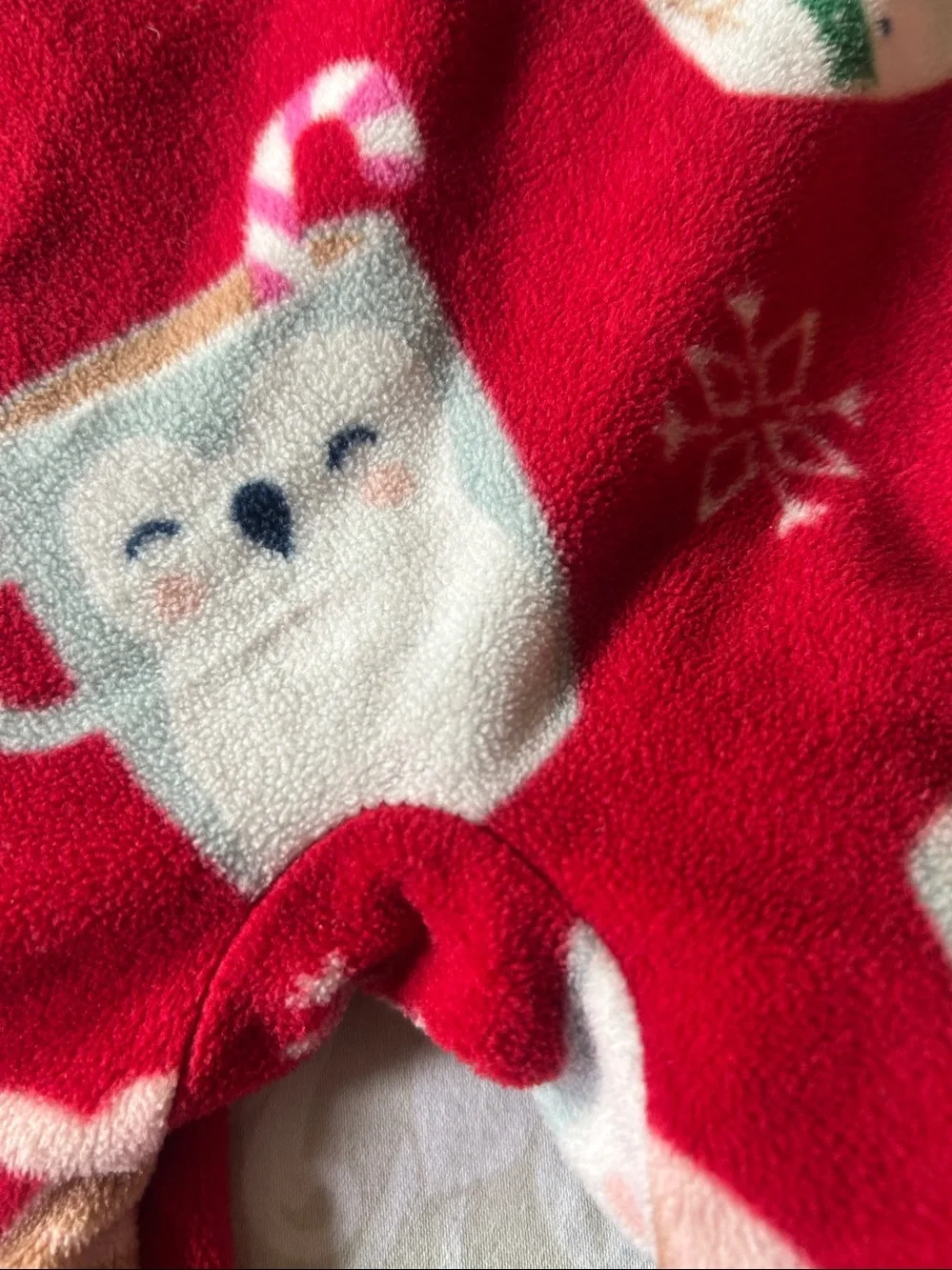 Carter's Red Holiday Fleece One-Piece Footed Pajamas with Mug & Bear Print
